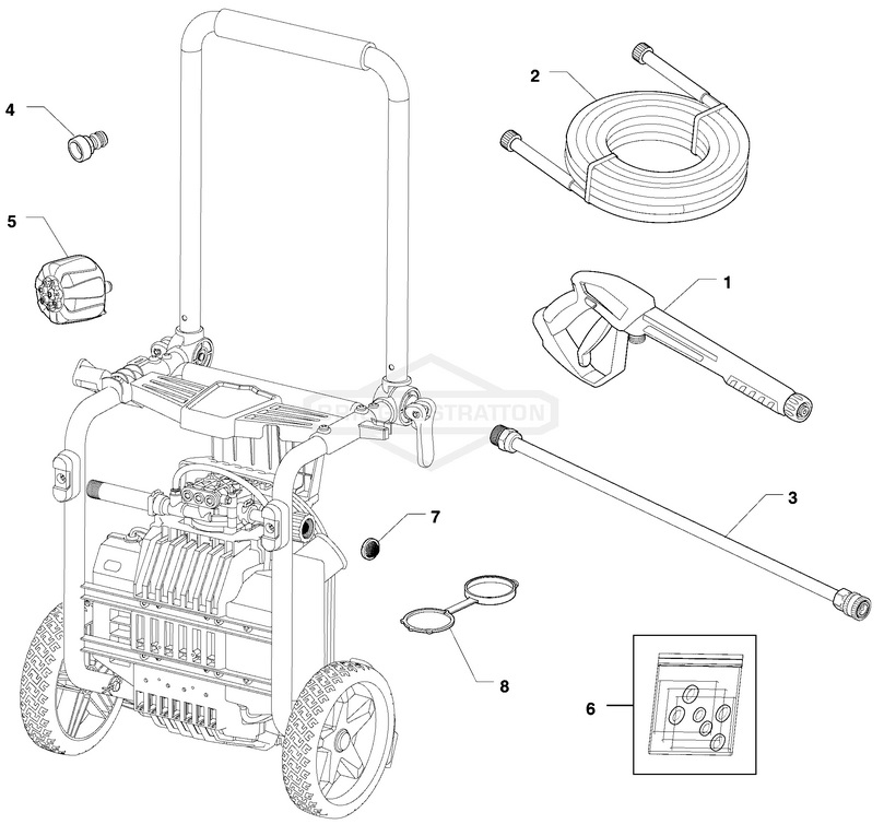 Briggs & Stratton pressure washer model 020710 replacement parts, pump breakdown, repair kits, owners manual and upgrade pump.